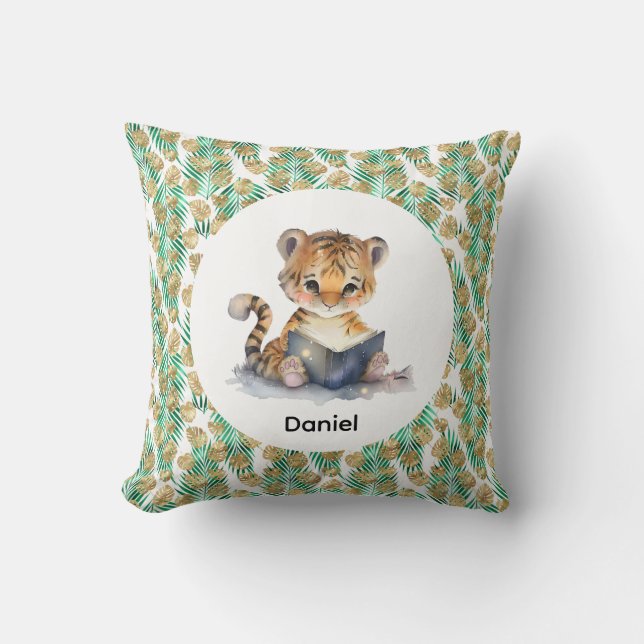 Niedlicher Tiger Buch Kissen (Vorderseite)