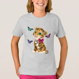Niedlicher Tiger-Cube mit rosafarbenen Bowlen und  T-Shirt
