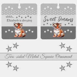 Niedlicher Tiger, der Name wird hinzugefügt, schlä Ornament Aus Metall