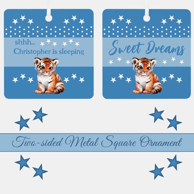 Niedlicher Tiger, der Name wird hinzugefügt, schlä Ornament Aus Metall (Von Creator hochgeladen)