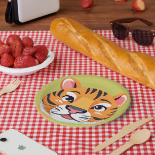 Niedlicher Tiger Face Safari Wilder Dschungel Gebu Pappteller