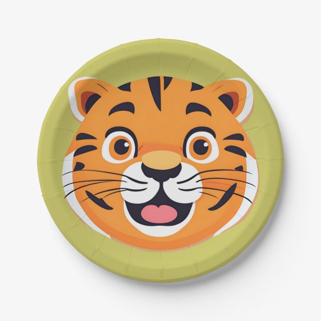 Niedlicher Tiger Face Safari Wilder Dschungel Gebu Pappteller (Vorderseite)
