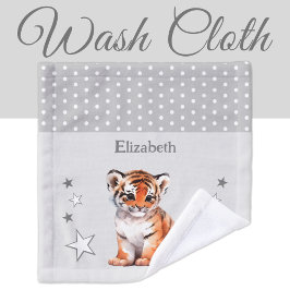 Niedlicher Tiger gibt den Namen polka dots stars g Waschlappen