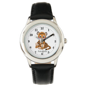 niedlicher Tiger gibt Dschungeltier Armbanduhr