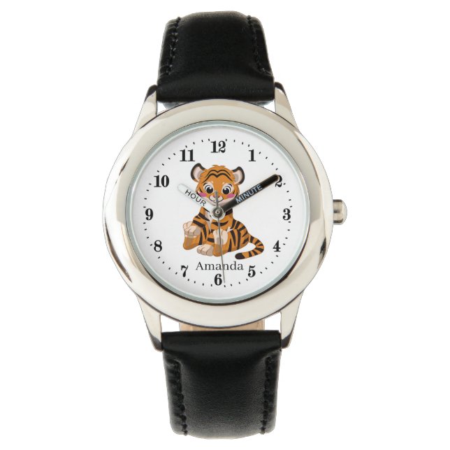 niedlicher Tiger gibt Dschungeltier Armbanduhr (Vorderseite)