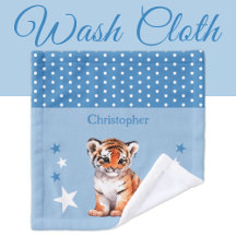 Niedlicher Tiger gibt Namen polka dots stars blau
