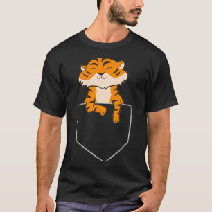 Niedlicher Tiger in Pocket Funny Pocket Tiger T-Shirt