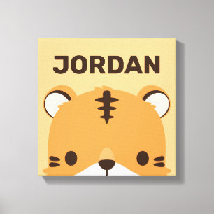 Niedlicher Tiger mit Personalisiertem Namen Canvas Leinwanddruck
