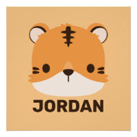 Niedlicher Tiger mit Personalisiertem Namen Poster