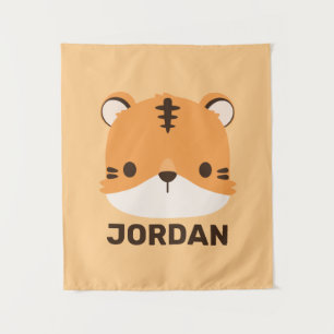 Niedlicher Tiger mit Personalisiertem Namen Tapest Wandteppich