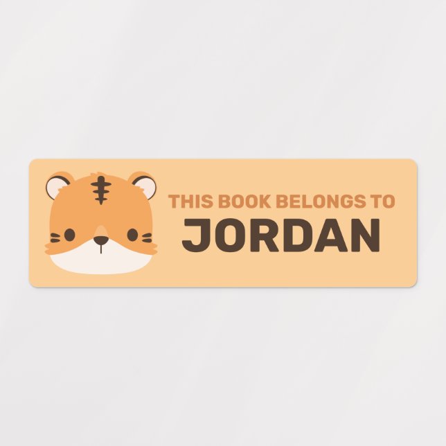 Niedlicher Tiger mit Personalisierten Namensschild Etiketten (Design 1)