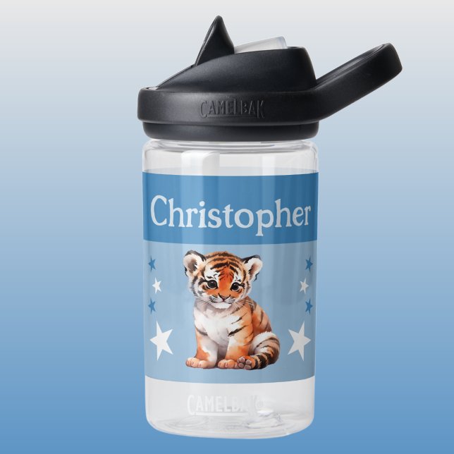 Niedlicher Tiger trägt den Namen von Sternen in Bl Trinkflasche (Von Creator hochgeladen)