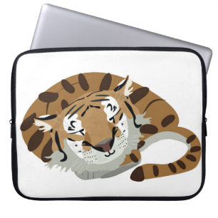 Niedlicher Tiger über Schlafen. Lächelnder Ausdruc Laptopschutzhülle