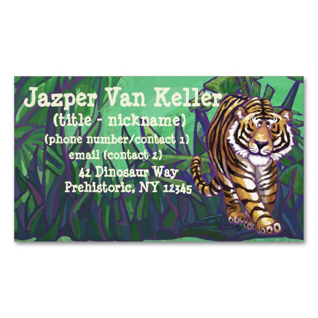 Niedlicher Tiger und Dschungel Magnetische Visitenkarte (Vorderseite)