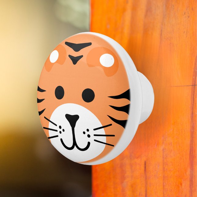 Niedlicher Tiger Wild One Jungle Safari Cartoon Keramikknauf (Von Creator hochgeladen)