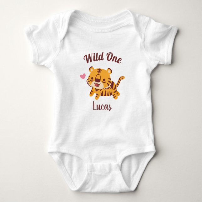 Niedlicher Tiger, Wilder Ein Funny Baby Bodysuit Baby Strampler (Vorderseite)