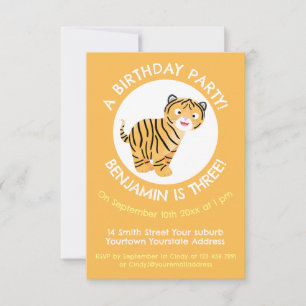 Niedlicher Tigerbecher personalisierter Cartoon Ge Einladung