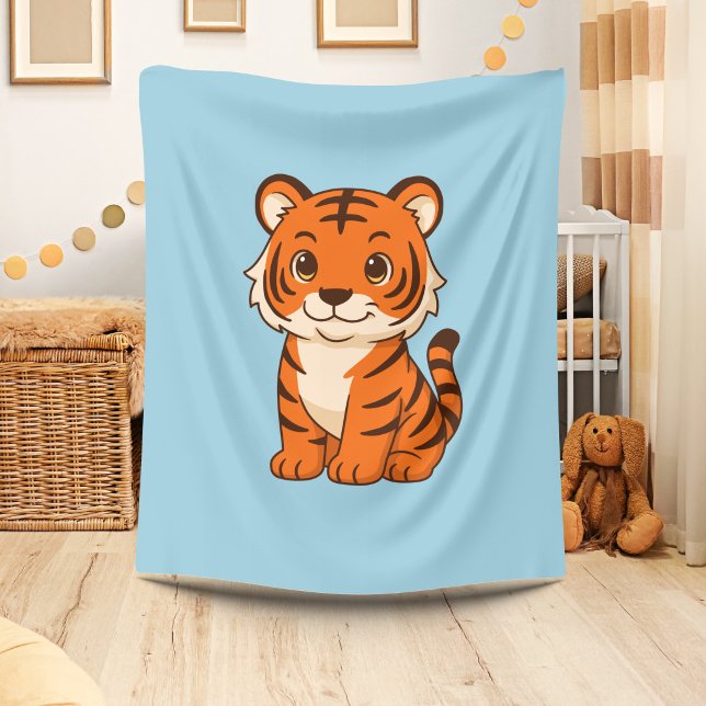 Niedlicher Tigerjunge auf Blau Fleecedecke (Von Creator hochgeladen)