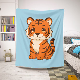 Niedlicher Tigerjunge auf Blau Sherpadecke