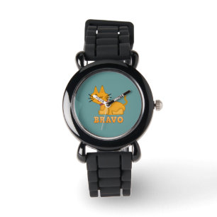 Niedlicher Tigerkatze, tapfer Cartoon Armbanduhr