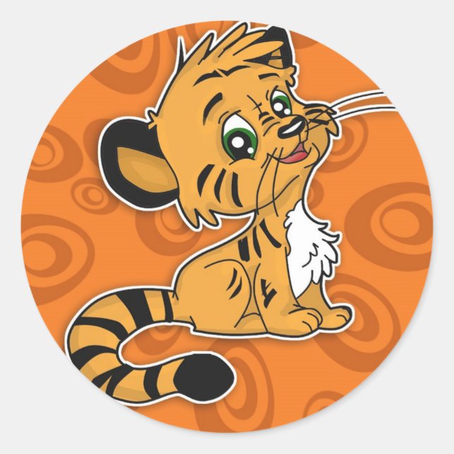 Niedlicher Tigersticker Runder Aufkleber (Vorderseite)