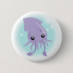 Niedlicher Tintenfisch Button