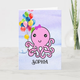 Niedlicher Tintenfisch Geburtstag Personalisieren  Karte