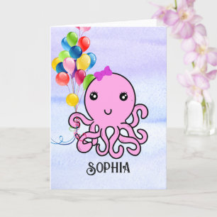 Niedlicher Tintenfisch Geburtstag Personalisieren  Karte