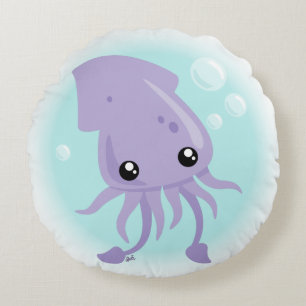 Niedlicher Tintenfisch Rundkissen Rundes Kissen