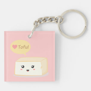 Niedlicher Tofu, der Leute bittet, Tofu zu lieben Schlüsselanhänger