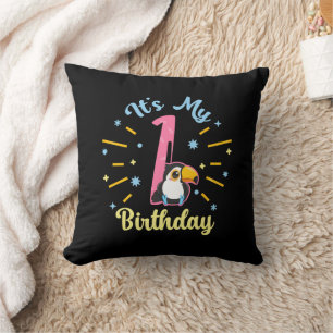 Niedlicher Toucan 1. Geburtstag 1 Jahr Geburtsherr Kissen