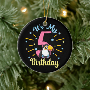 Niedlicher Toucan 5. Geburtstag 5. Geburtstag Mädc Keramik Ornament