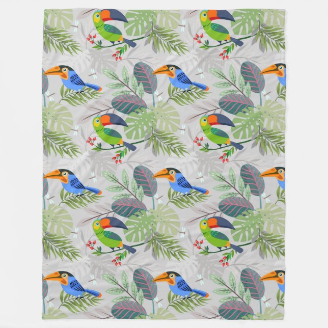Niedlicher Toucan bird, Everybirdy Pattern, Wasser Fleecedecke (Vorderseite)