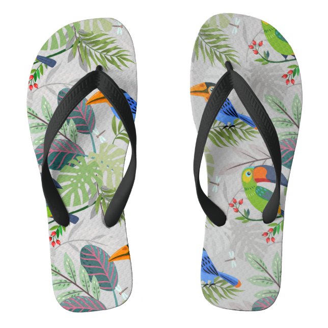Niedlicher Toucan bird, Everybirdy Pattern, Wasser Flip Flops (Fußbett)