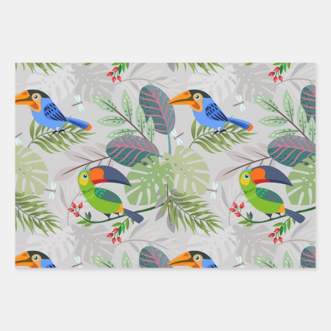 Niedlicher Toucan bird, Everybirdy Pattern, Wasser Geschenkpapier Set (Vorderseite)