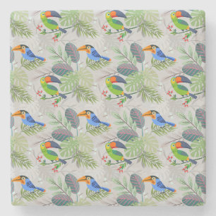 Niedlicher Toucan bird, Everybirdy Pattern, Wasser Steinuntersetzer