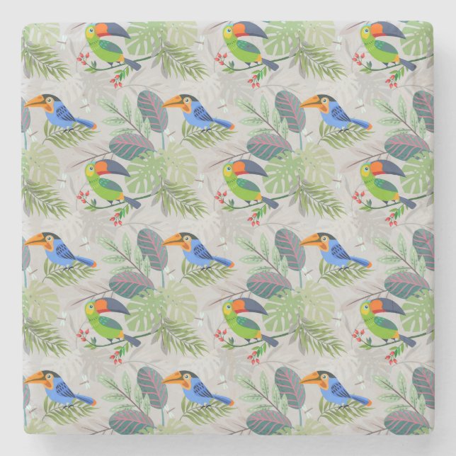 Niedlicher Toucan bird, Everybirdy Pattern, Wasser Steinuntersetzer (Vorderseite)