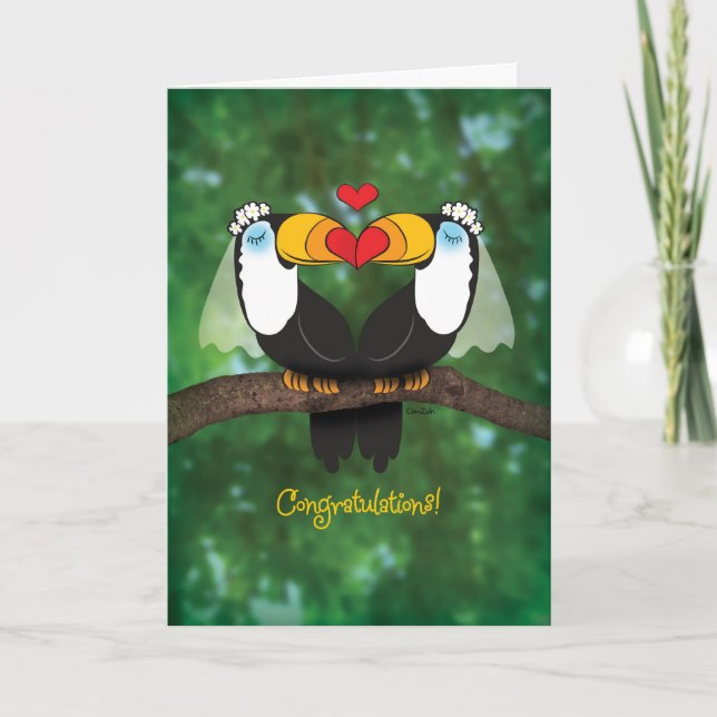 Niedlicher Toucan Lesbian HochzeitsGratulationskar Karte (Vorderseite)