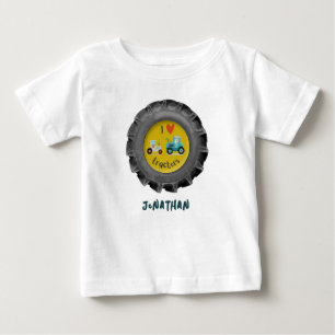 Niedlicher Traktorreifen in Liebe Traktoren Jungen Baby T-shirt