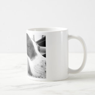 niedlicher, traurig aussehender Pitbulhund Schwarz Kaffeetasse