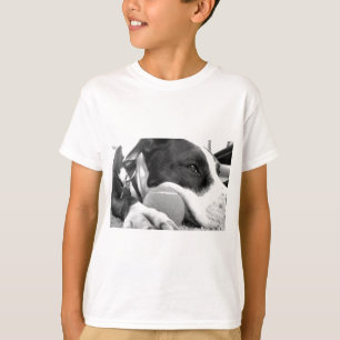 niedlicher, traurig aussehender Pitbulhund Schwarz T-Shirt