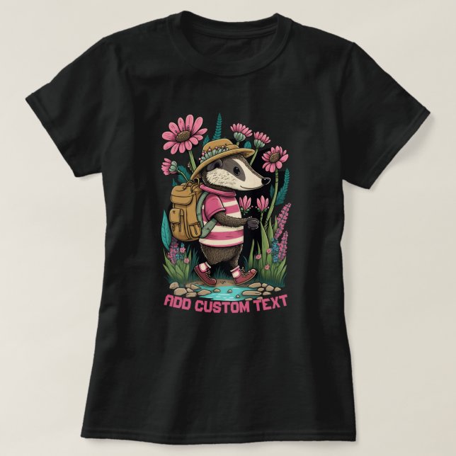 Niedlicher Traveller in Wildblume, Badger Liebhabe T-Shirt (Design vorne)