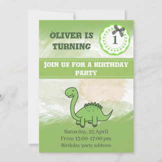 Niedlicher trendiger Aquarell lustiger Dinosaurier Einladung