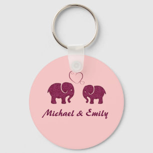 Niedlicher trendiger Elefant in Liebe personalisie Schlüsselanhänger