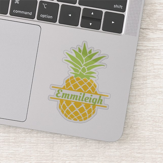 Niedlicher, trendy, gelb-grüner Ananas Aufkleber (Detail)