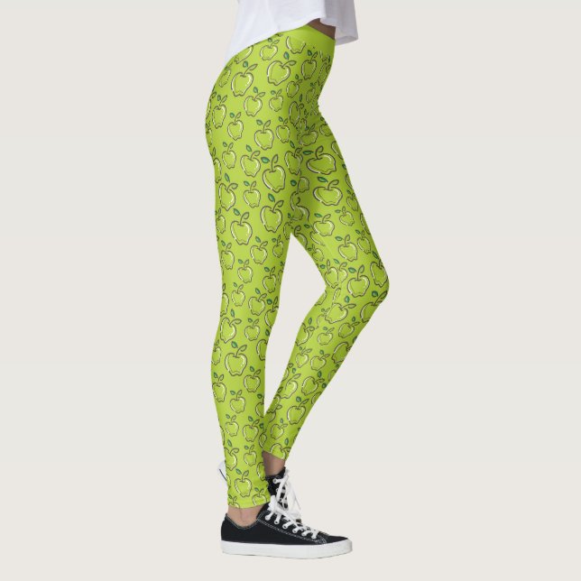 Niedlicher Trendy Green Äpfel Obstgarten Leggings (Rechts)