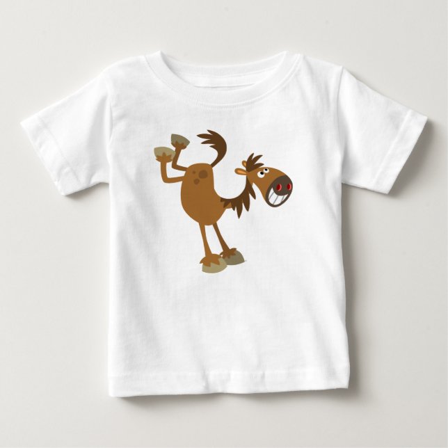 Niedlicher tretender Cartoon-Pferdebaby-T - Shirt (Vorderseite)