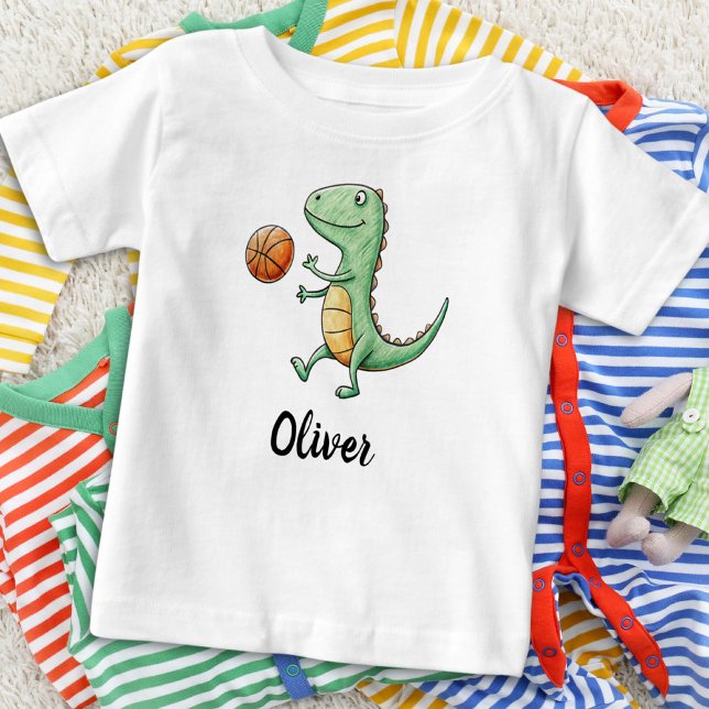 Niedlicher Trex Basketball Baby T-shirt (Von Creator hochgeladen)