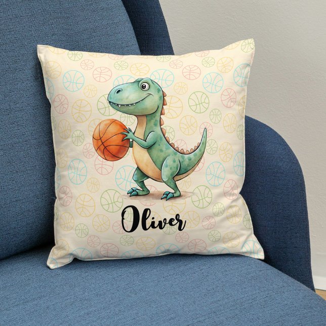 Niedlicher Trex Basketball Personalisiert Kissen (Von Creator hochgeladen)