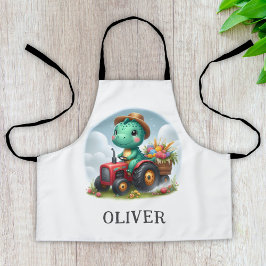 Niedlicher Trex Dinosaurier Fahren mit einem roten Schürze